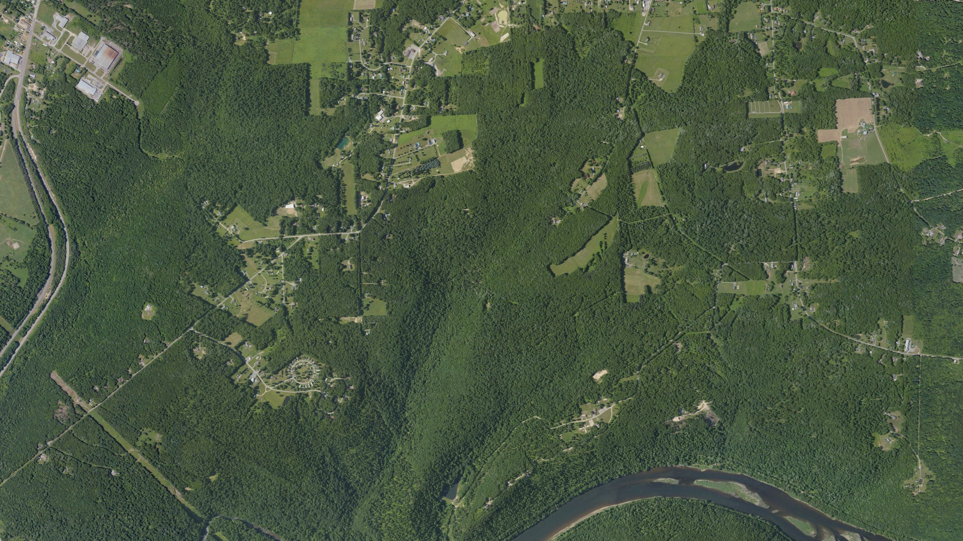 Aerial view of land around Sandycreek, Pennsylvania