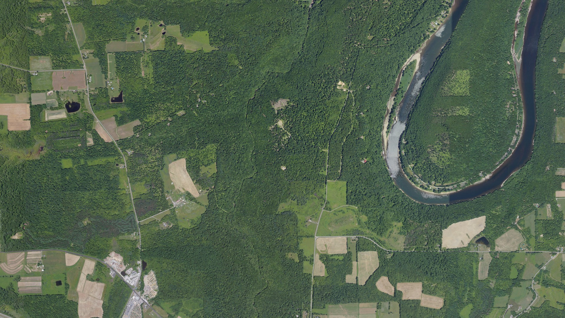 Natural-color aerial photograph of land around Scrubgrass, Pennsylvania