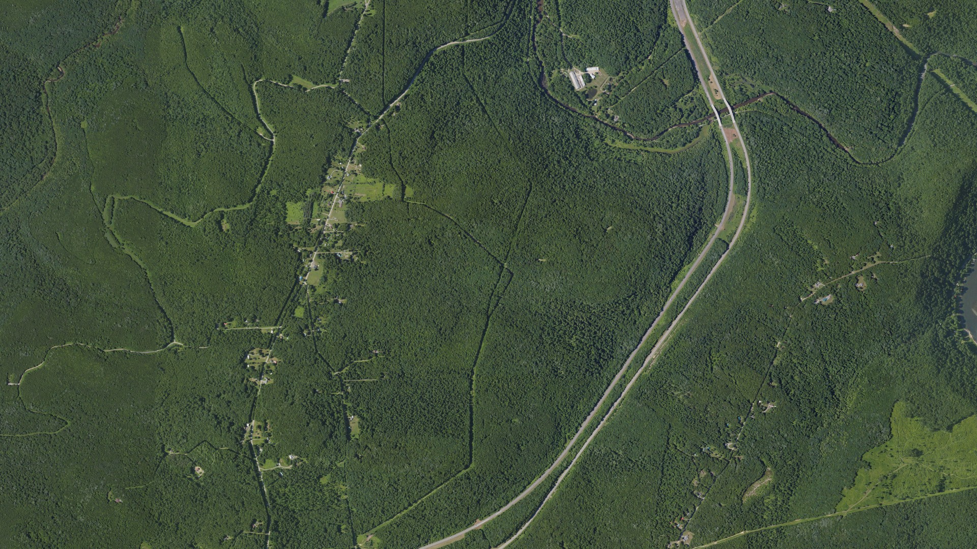 Aerial view of land around Victory, Pennsylvania
