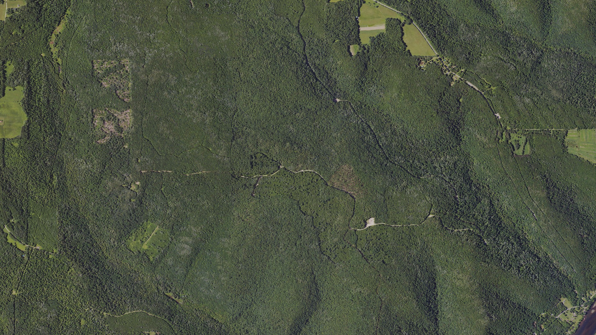 Aerial view of land around Deerfield, Pennsylvania