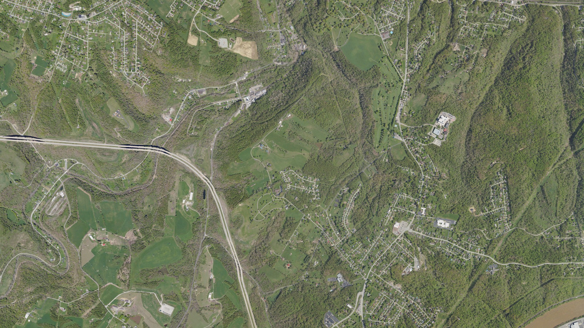 Aerial view of land around Carroll, Pennsylvania