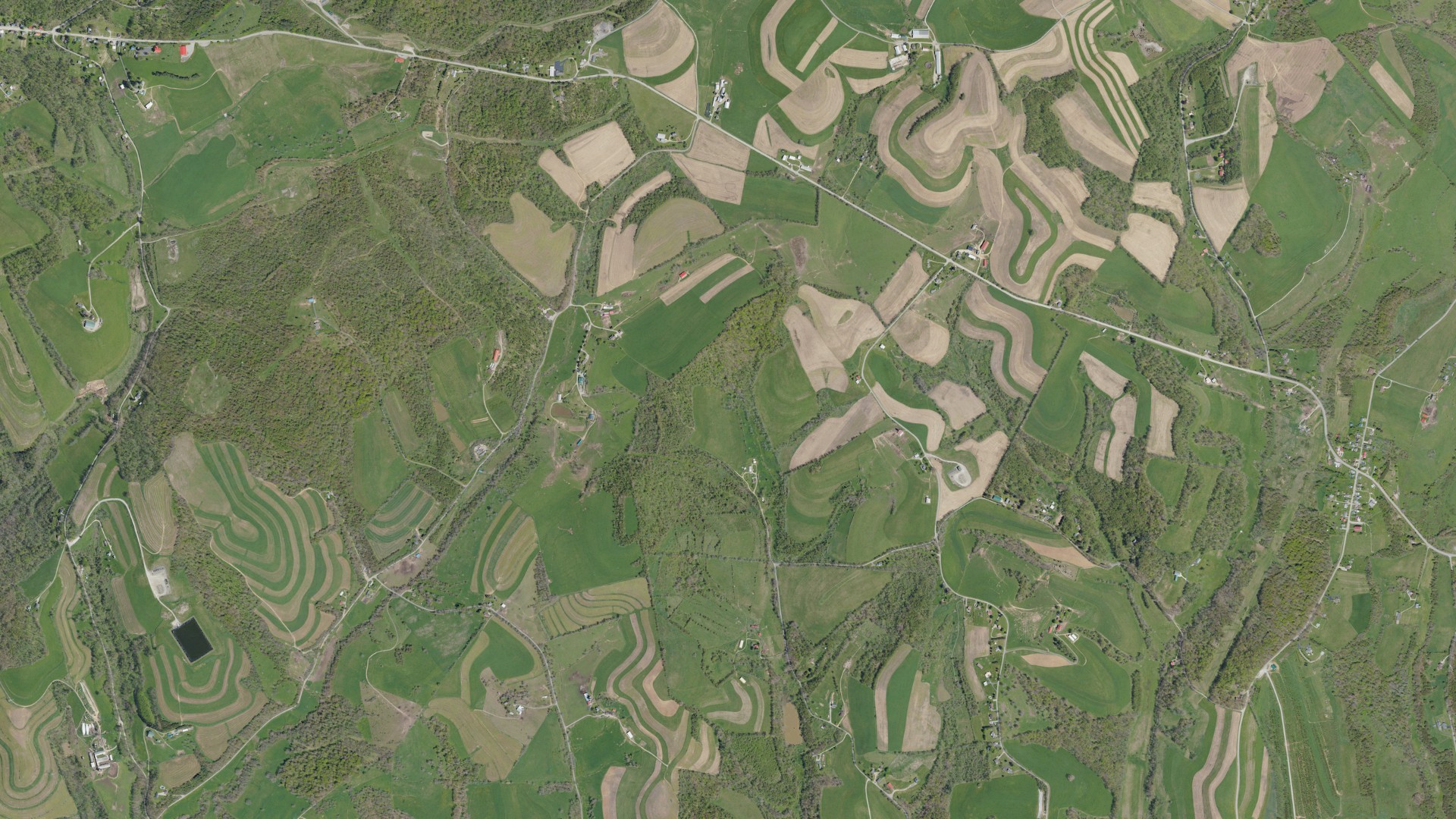 Aerial view of land around Hopewell, Pennsylvania