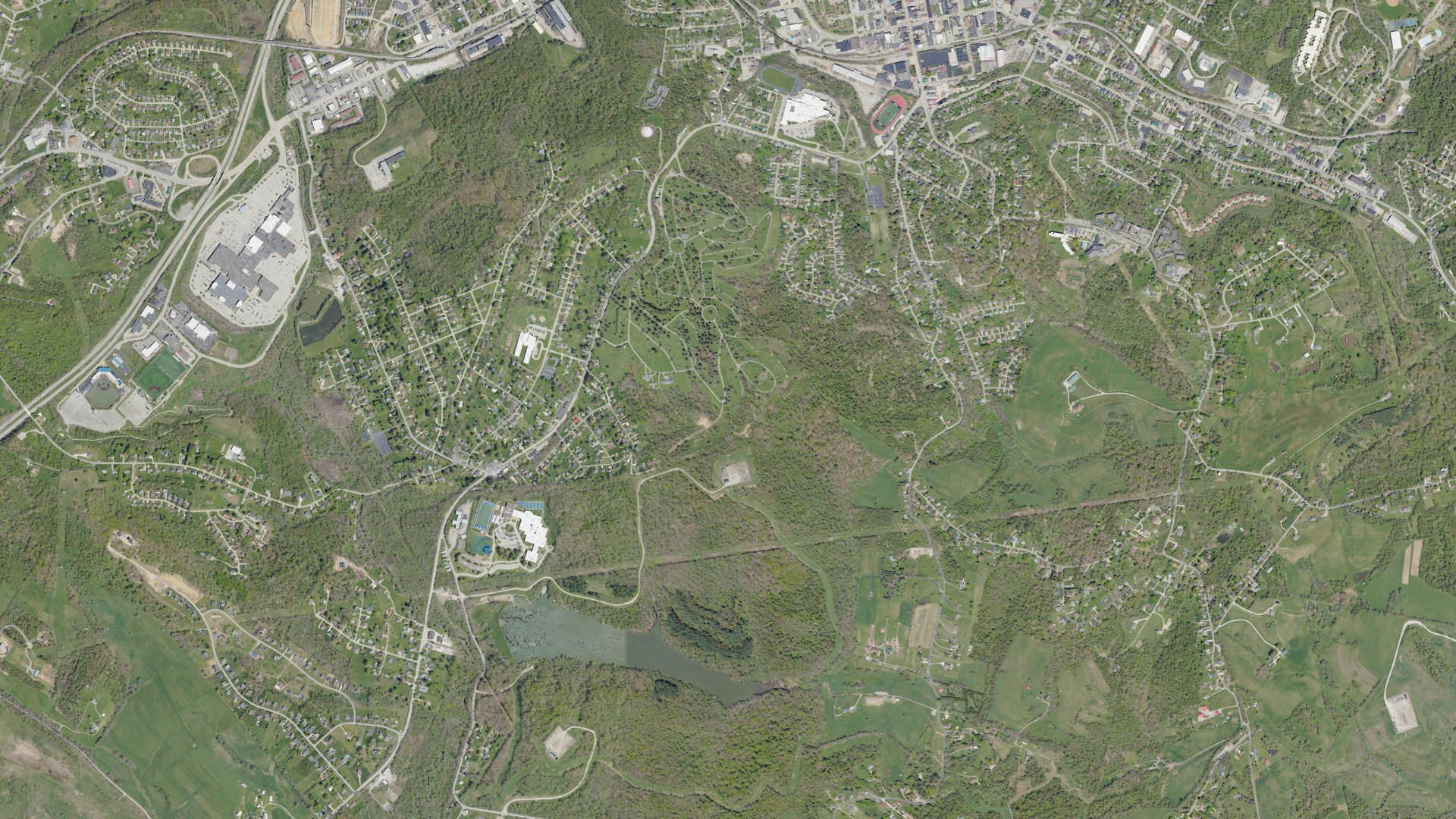 Aerial view of land around North Franklin, Pennsylvania