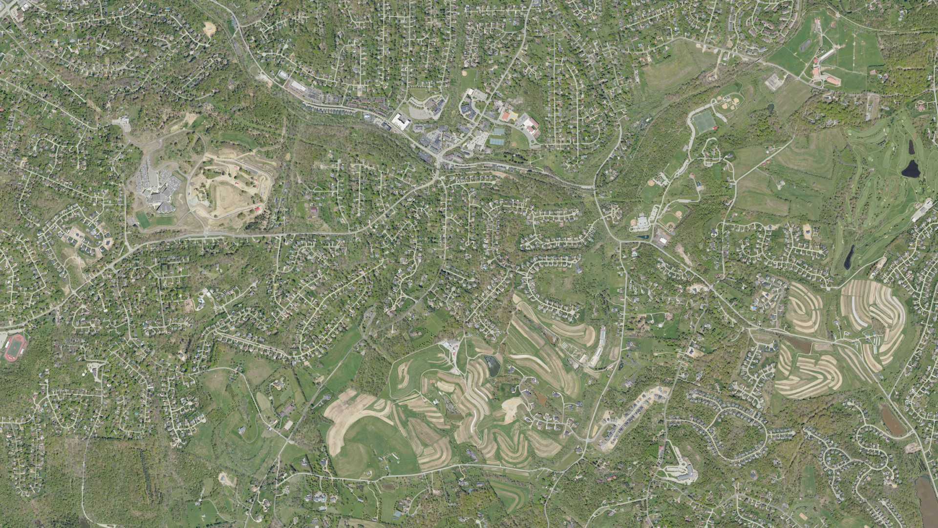 Aerial view of land around Peters, Pennsylvania