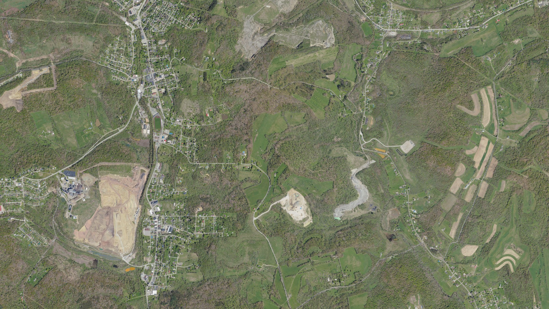 Natural-color aerial photograph of land around Smith, Pennsylvania