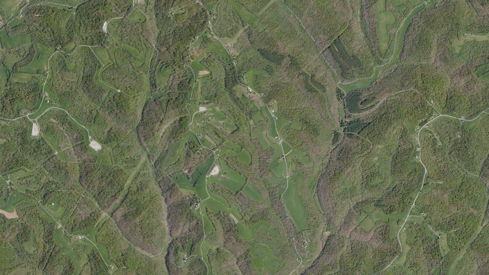 Aerial view of land around West Finley, Pennsylvania