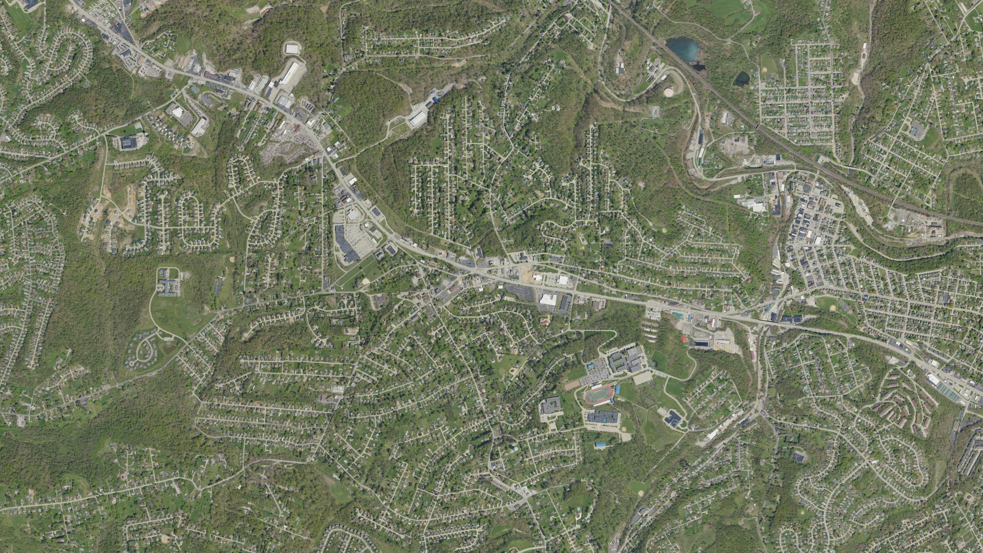 Aerial view of land around North Huntingdon, Pennsylvania