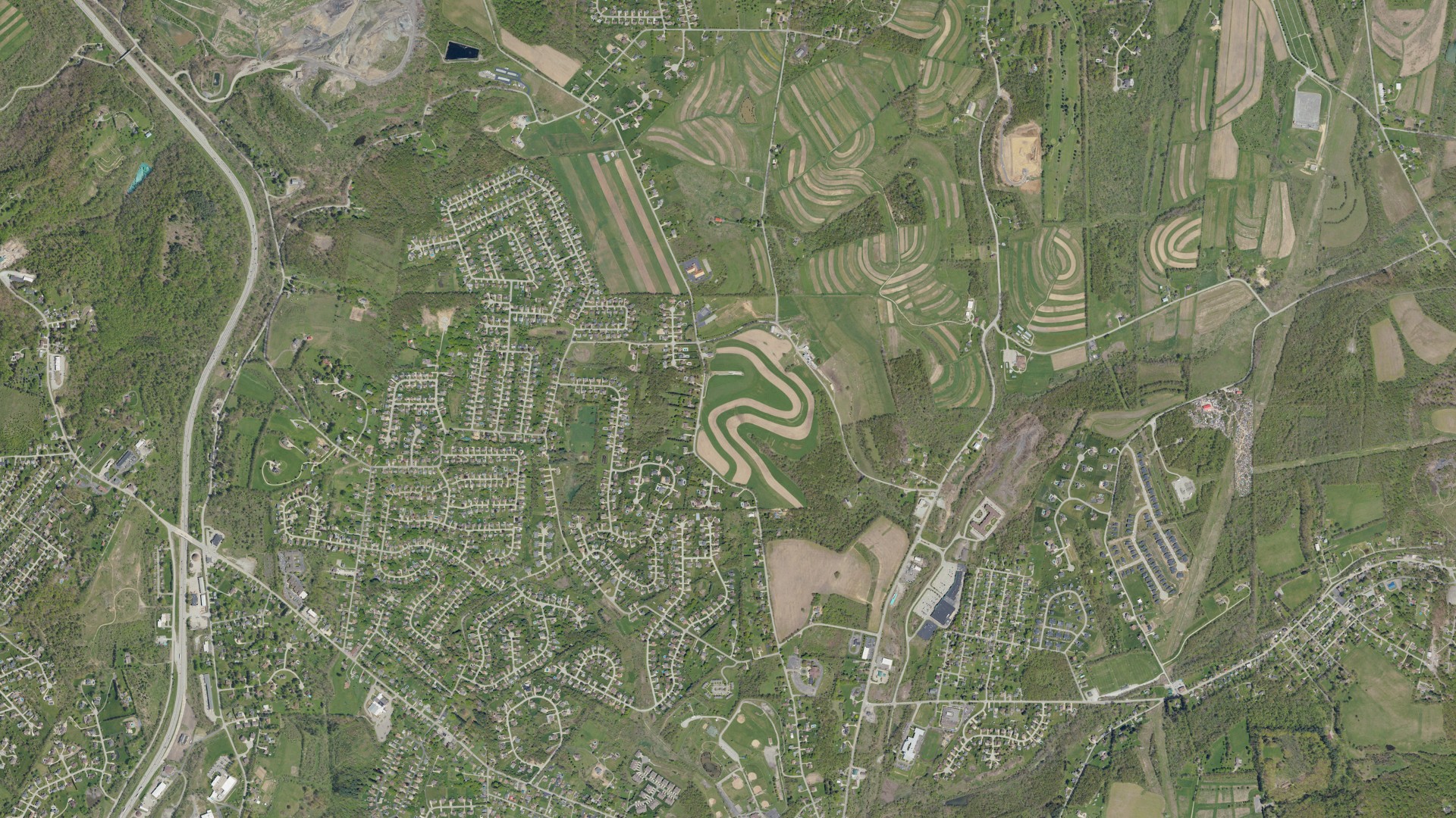 Aerial view of land around Penn, Pennsylvania