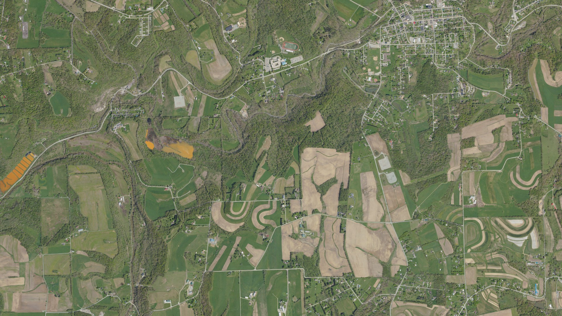 Aerial view of land around Sewickley, Pennsylvania