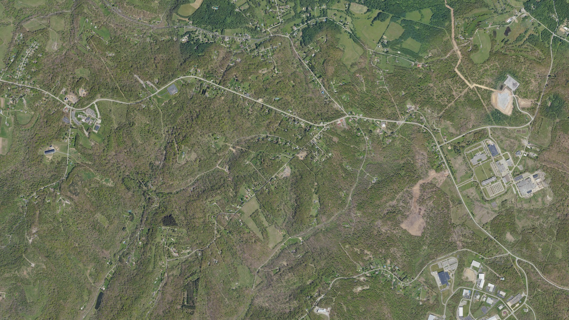 Natural-color aerial photograph of land around Upper Burrell, Pennsylvania