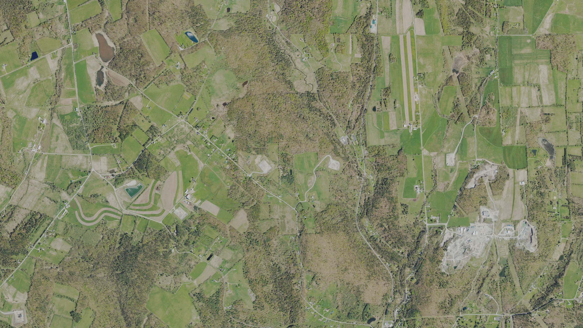 Aerial view of land around Meshoppen, Pennsylvania