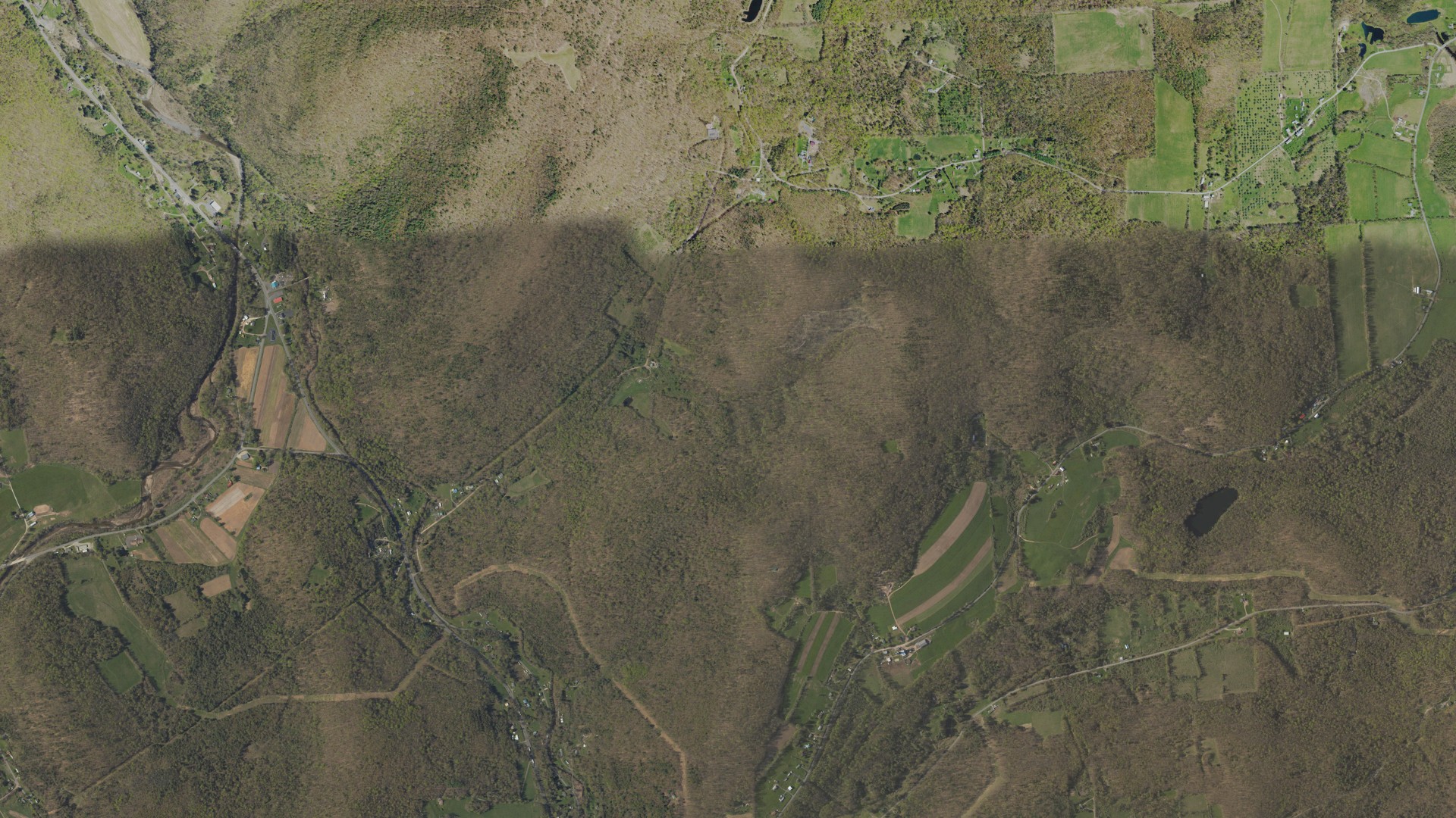 Aerial view of land around Monroe, Pennsylvania