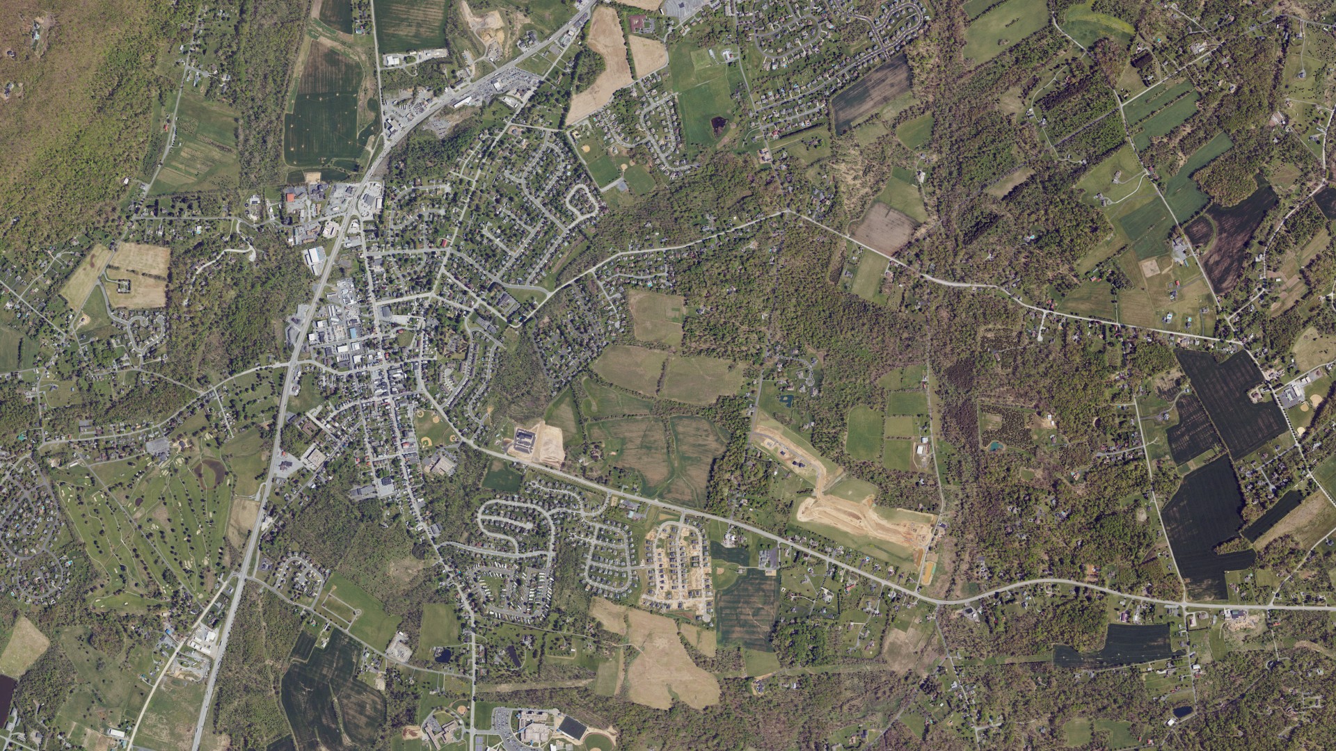 Aerial view of land around Carroll, Pennsylvania
