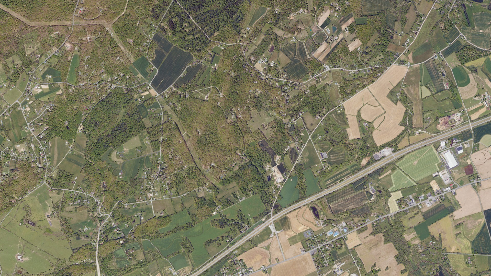 Aerial view of land around Hellam, Pennsylvania