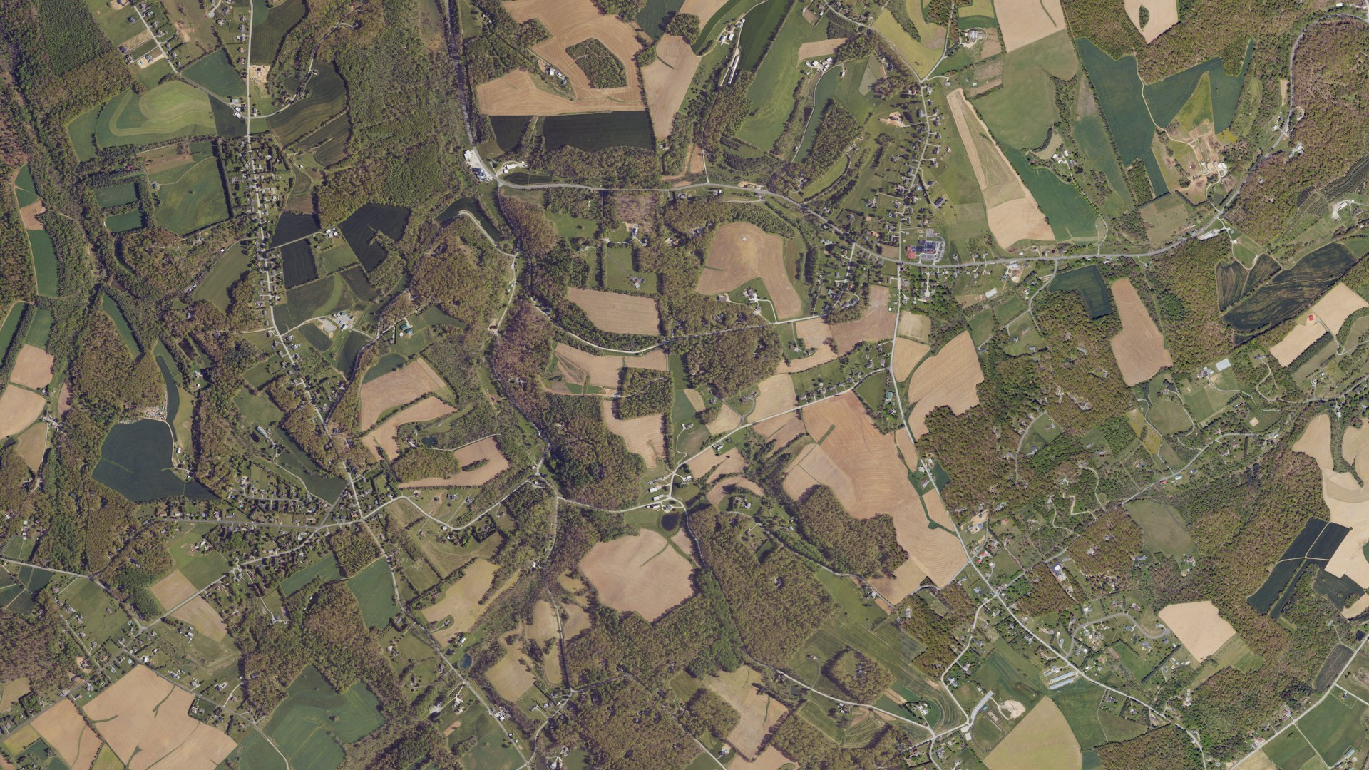 Aerial view of land around Manheim, Pennsylvania