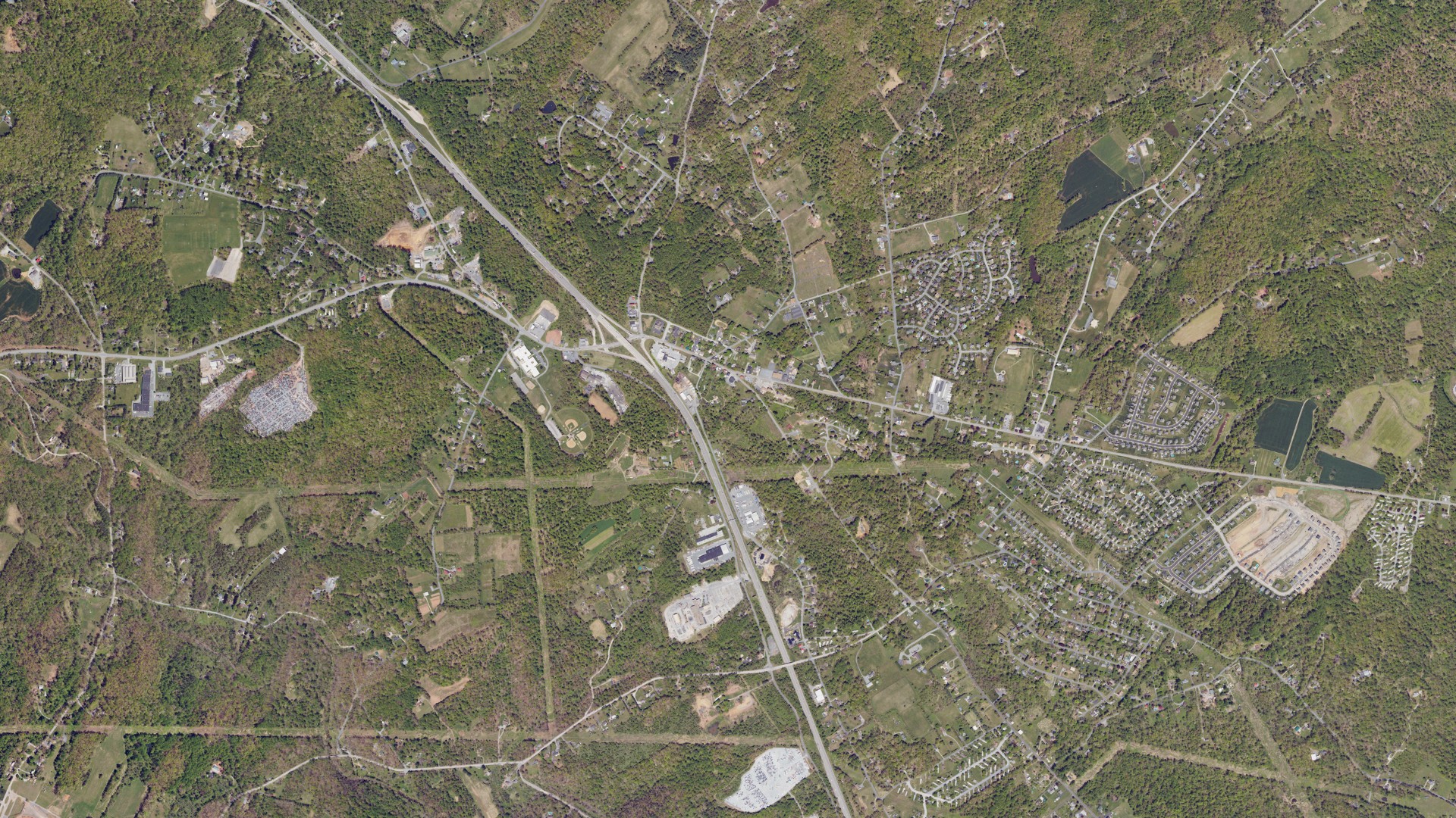 Natural-color aerial photograph of land around Newberry, Pennsylvania