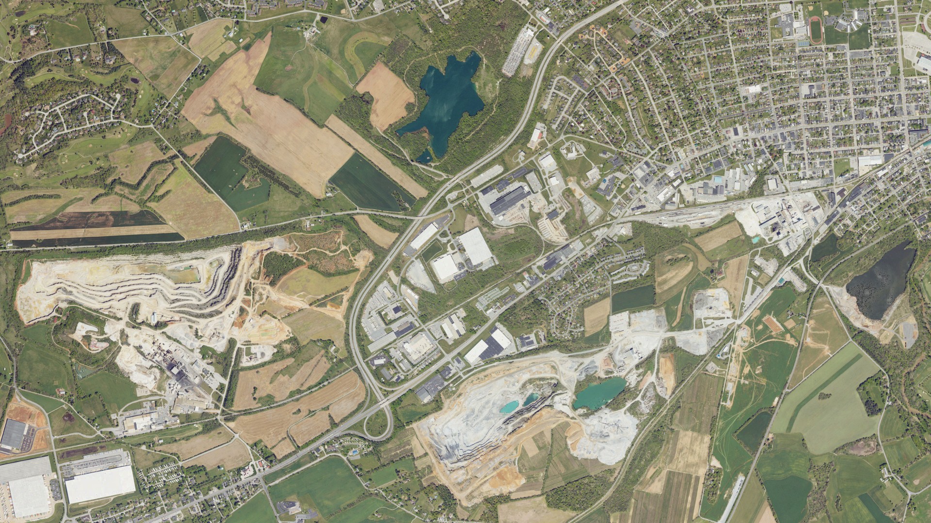 Aerial view of land around West Manchester, Pennsylvania