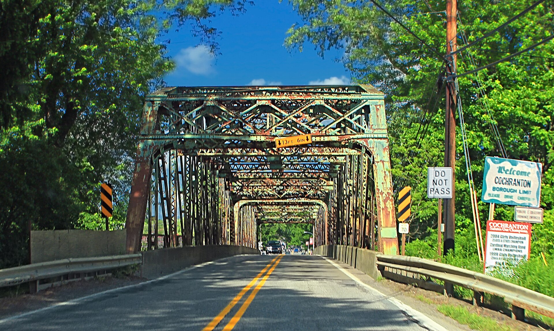 PA Route 173 (Adams Street) truss bridge over French Creek, borough of Cochranton, Crawford County. — Pennsylvania