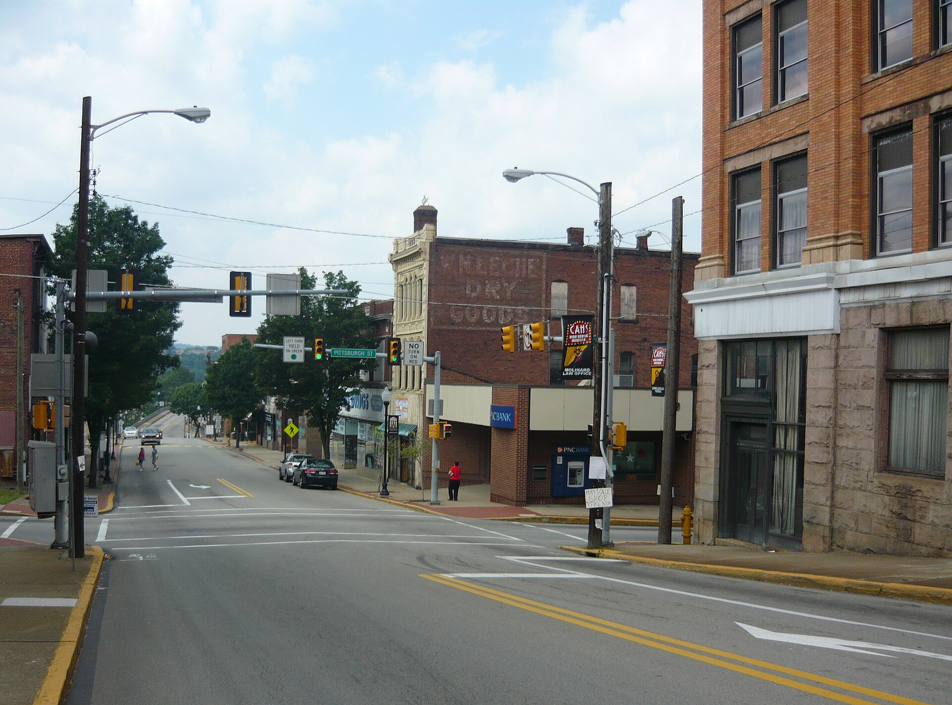 Business district of Connellsville, Pennsylvania.