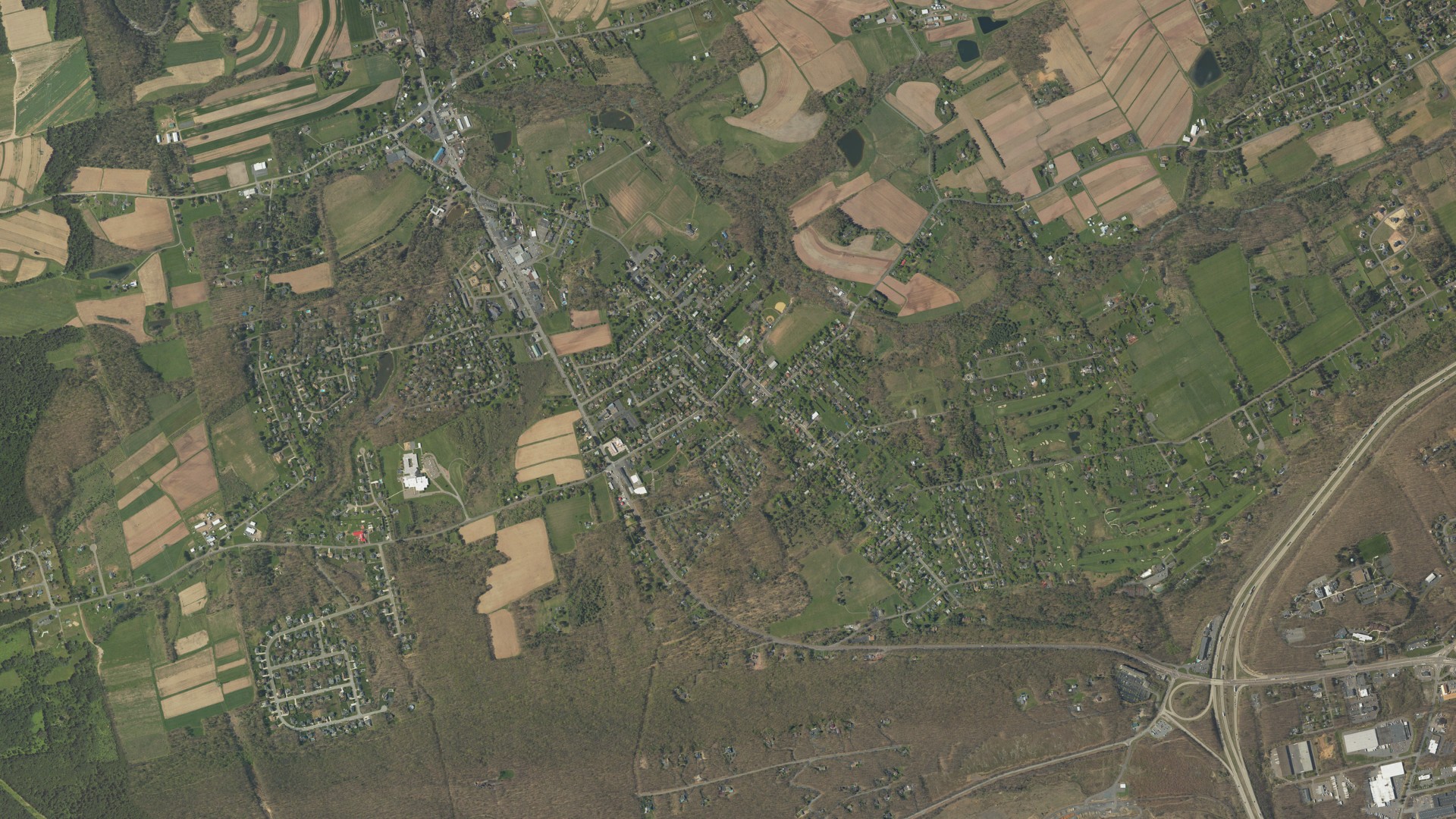Aerial view of land around Conyngham, Pennsylvania