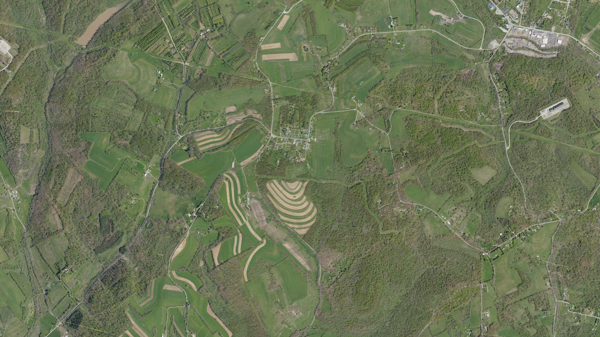 Aerial view of land around Cross Creek, Pennsylvania