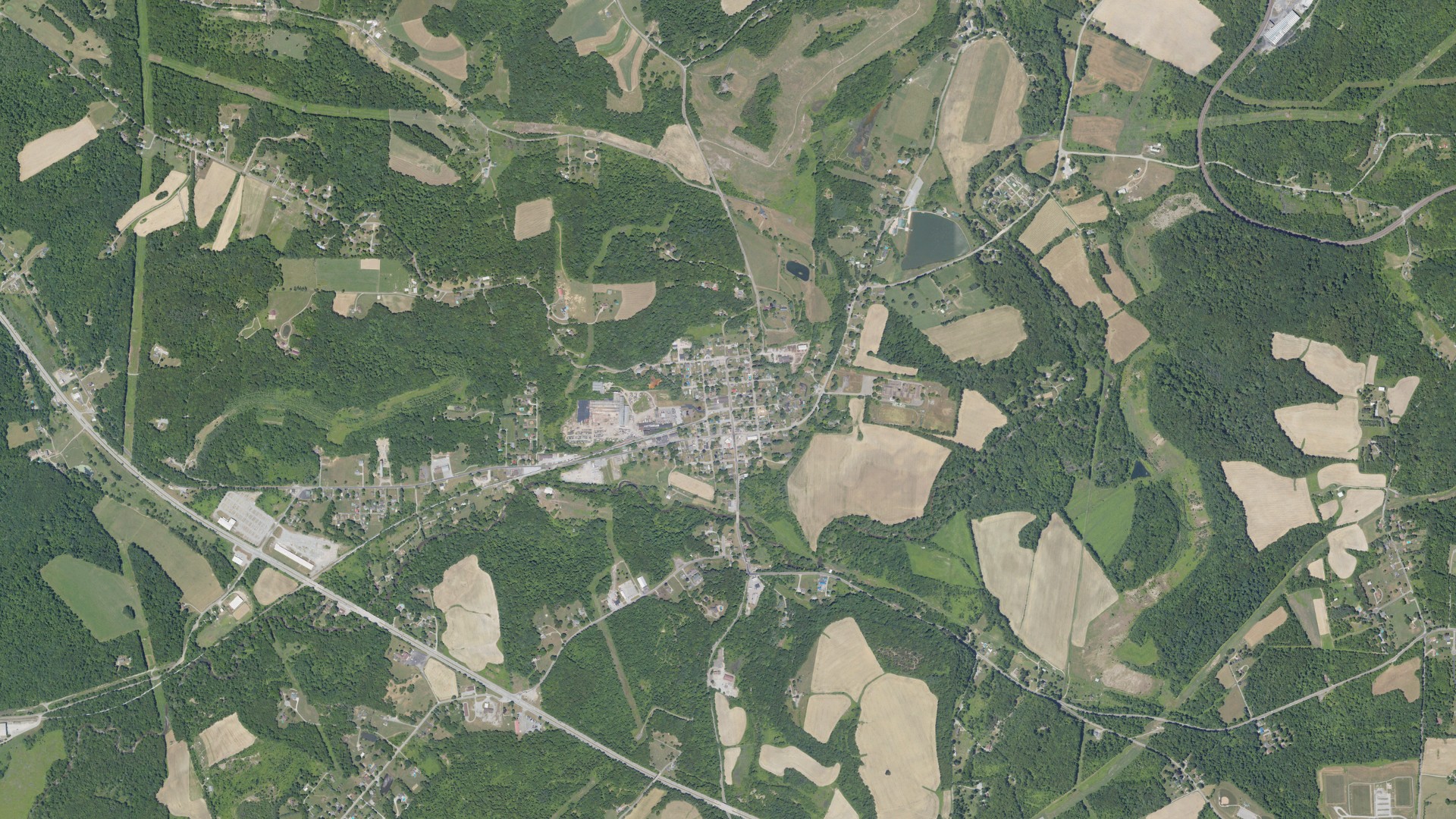 Aerial view of land around Darlington, Pennsylvania