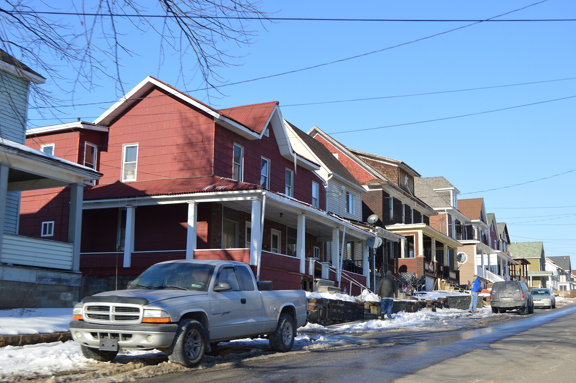 Houses on the northern side of Second Street (Pennsylvania Route 271) east of the Locust Street intersection in East Conemaugh, Pennsylvania, United States.