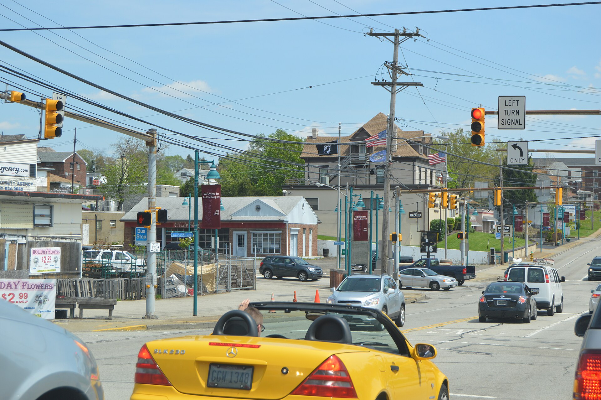 Buildings on the northern side of U.S. Route 30, the Lincoln Highway, between the Broadway and Fifth Avenue intersections in East McKeesport, Pennsylvania, United States.