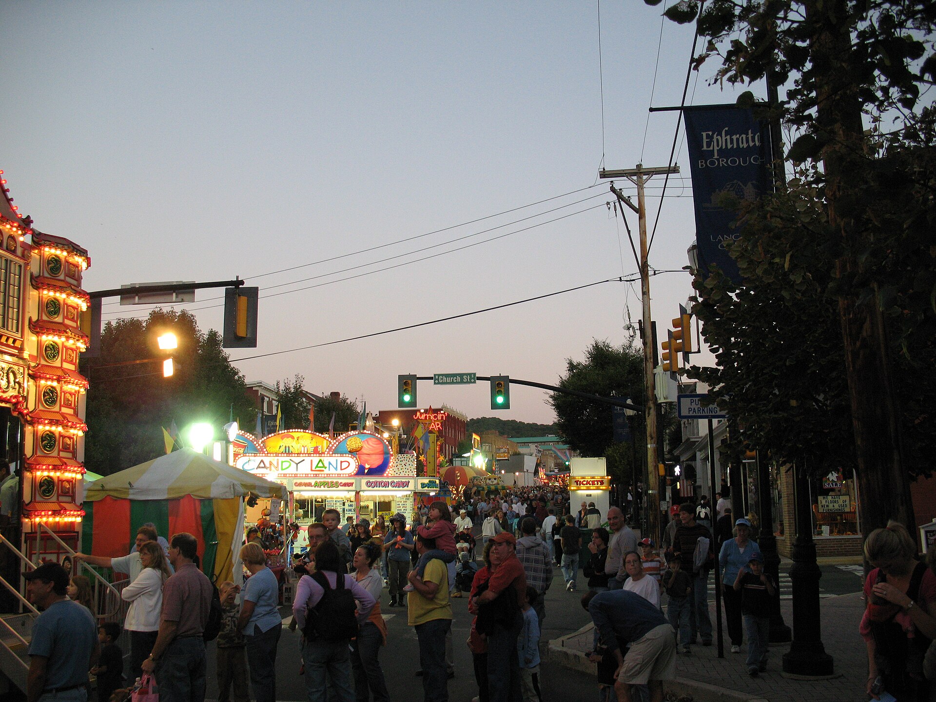 The Ephrata Fair, looking up Main Street from Church Street, Ephrata, Pennsylvania