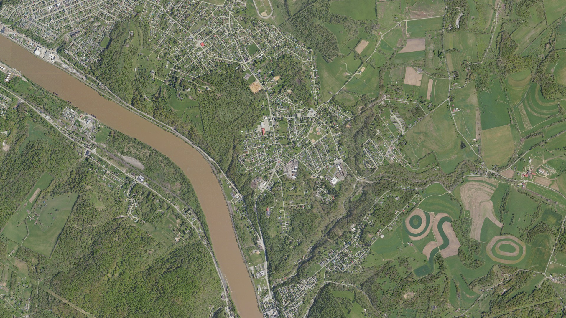 Aerial view of land around Fairhope, Pennsylvania