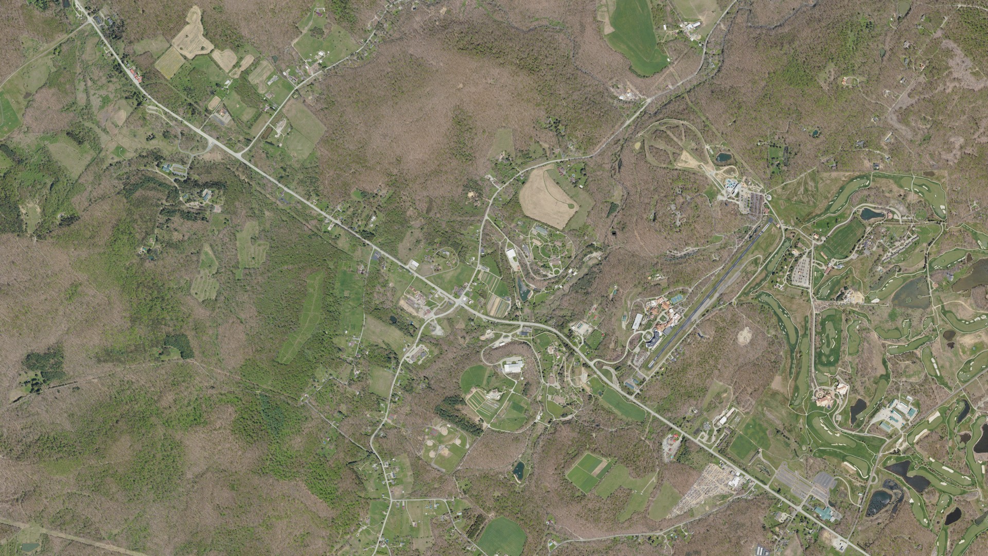 Aerial view of land around Farmington, Pennsylvania
