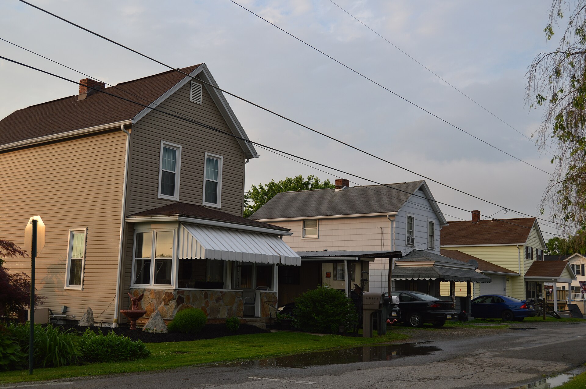 Houses on the northeastern side of Dewey Street just south of the Orr Avenue intersection in Ford Cliff, Pennsylvania, United States.