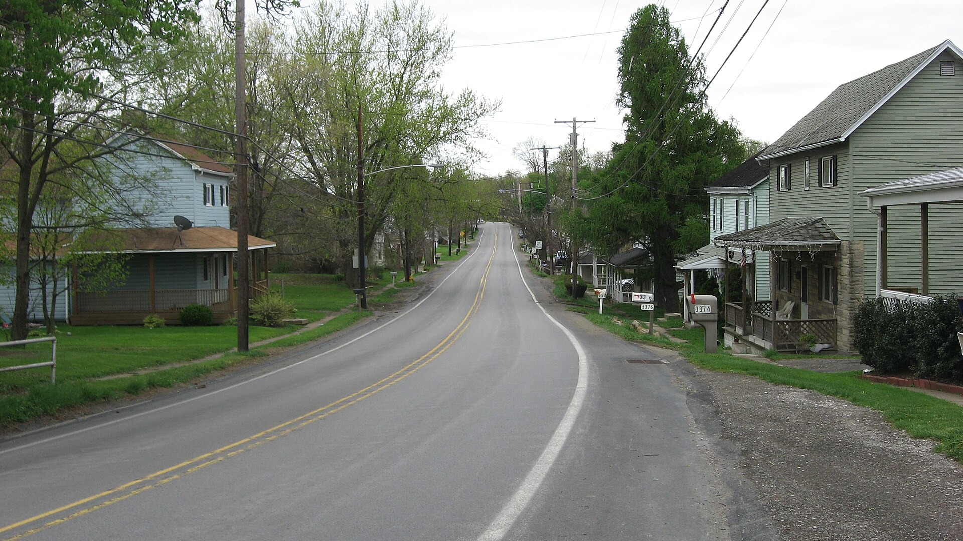 Southward along Pennsylvania Route 18 in Frankfort Springs, Pennsylvania, United States.