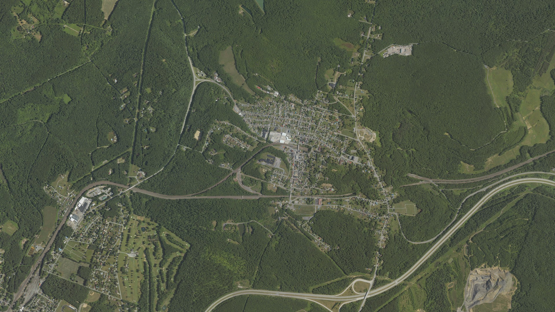 Aerial view of land around Gallitzin, Pennsylvania