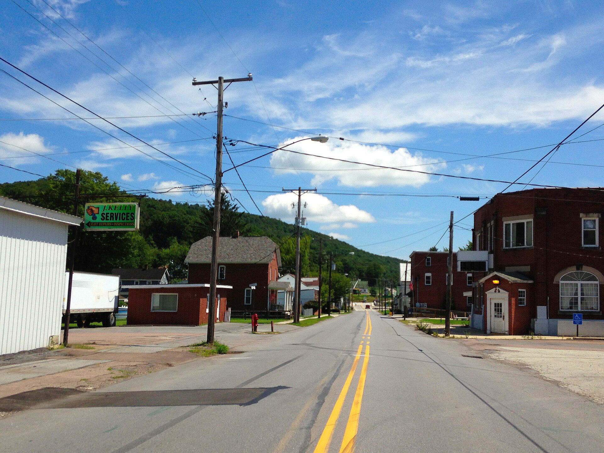 Garrett, Pennsylvania, looking east, on PA 653 (Jackson St).