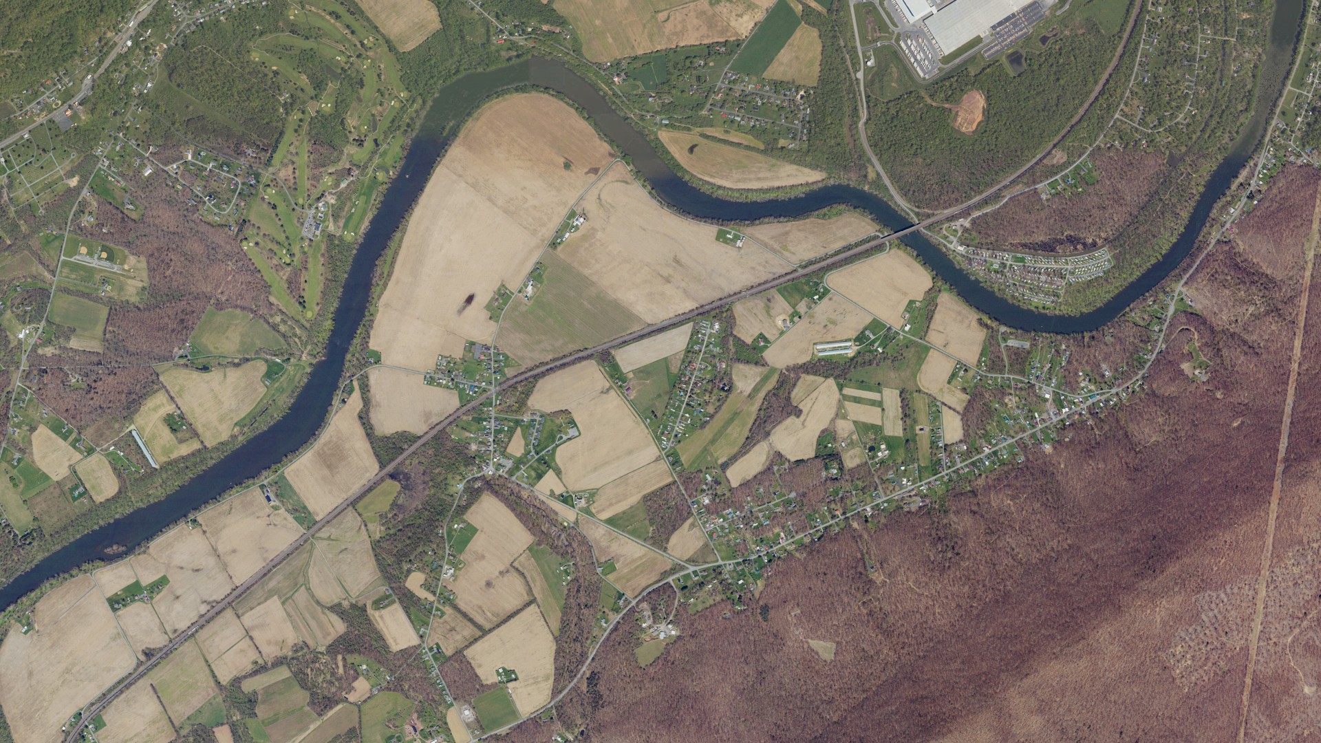 Aerial view of land around Granville, Pennsylvania