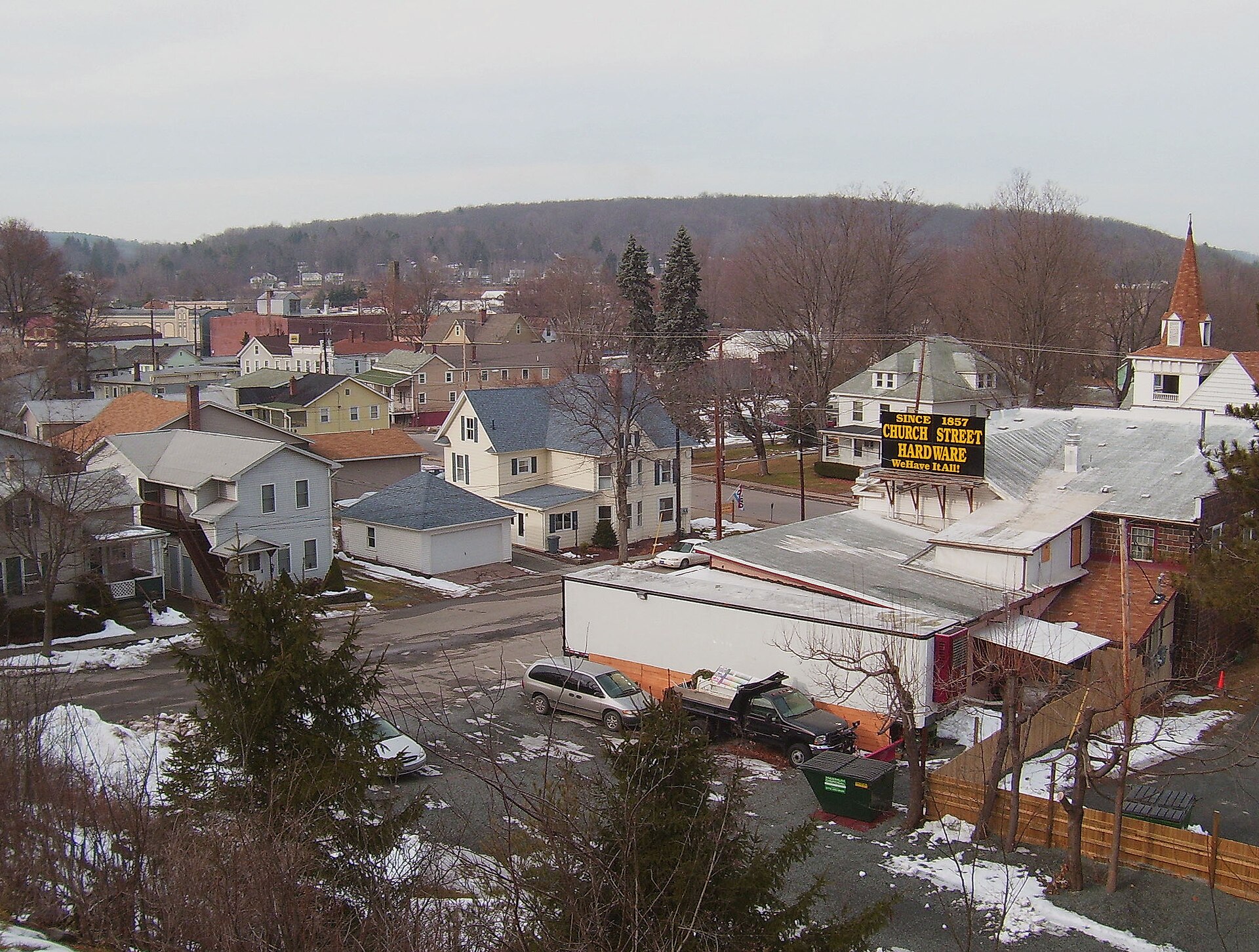 Photographed by Daniel Case on 2006-01-13 from US 6 where it descends into town from the west. — Hawley, Pennsylvania