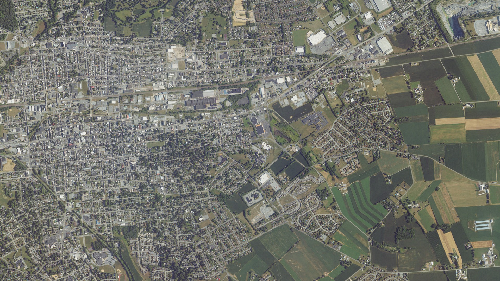Aerial view of land around Hebron, Pennsylvania