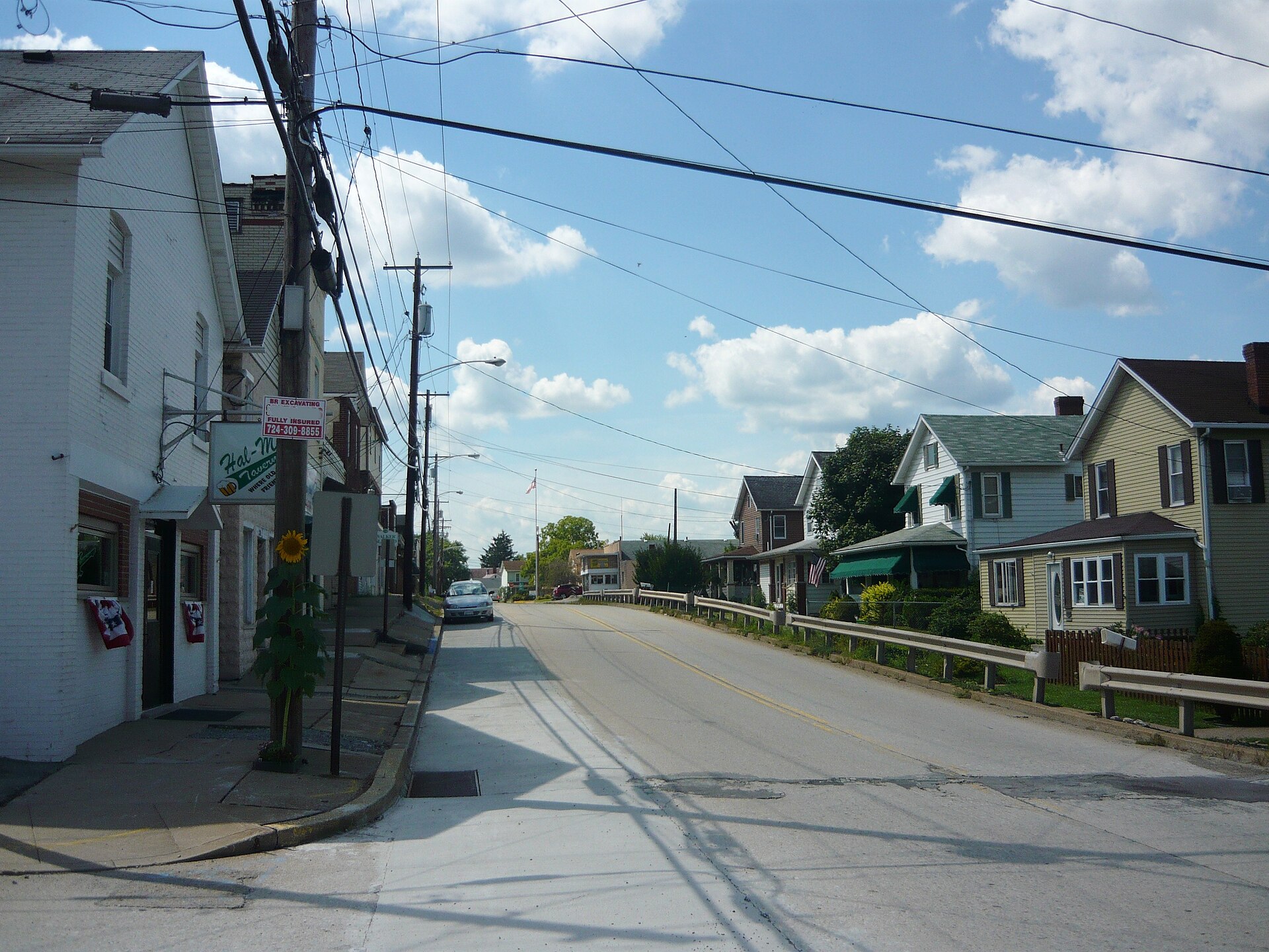 Looking west on Sewickley Avenue from 3rd Street, Herminie, Sewickley Township, Westmoreland County, Pennsylvania.