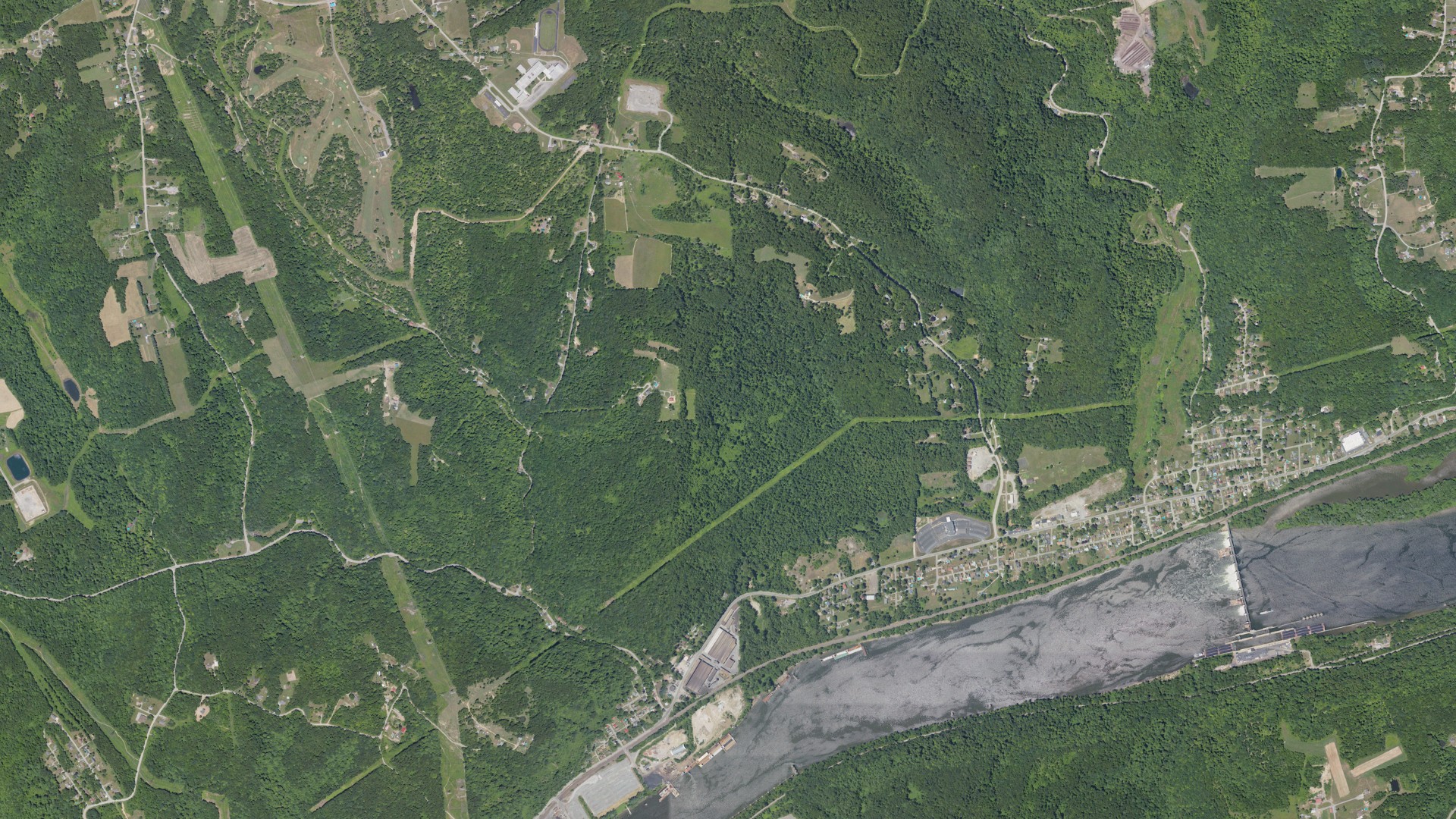 Aerial view of land around Industry, Pennsylvania