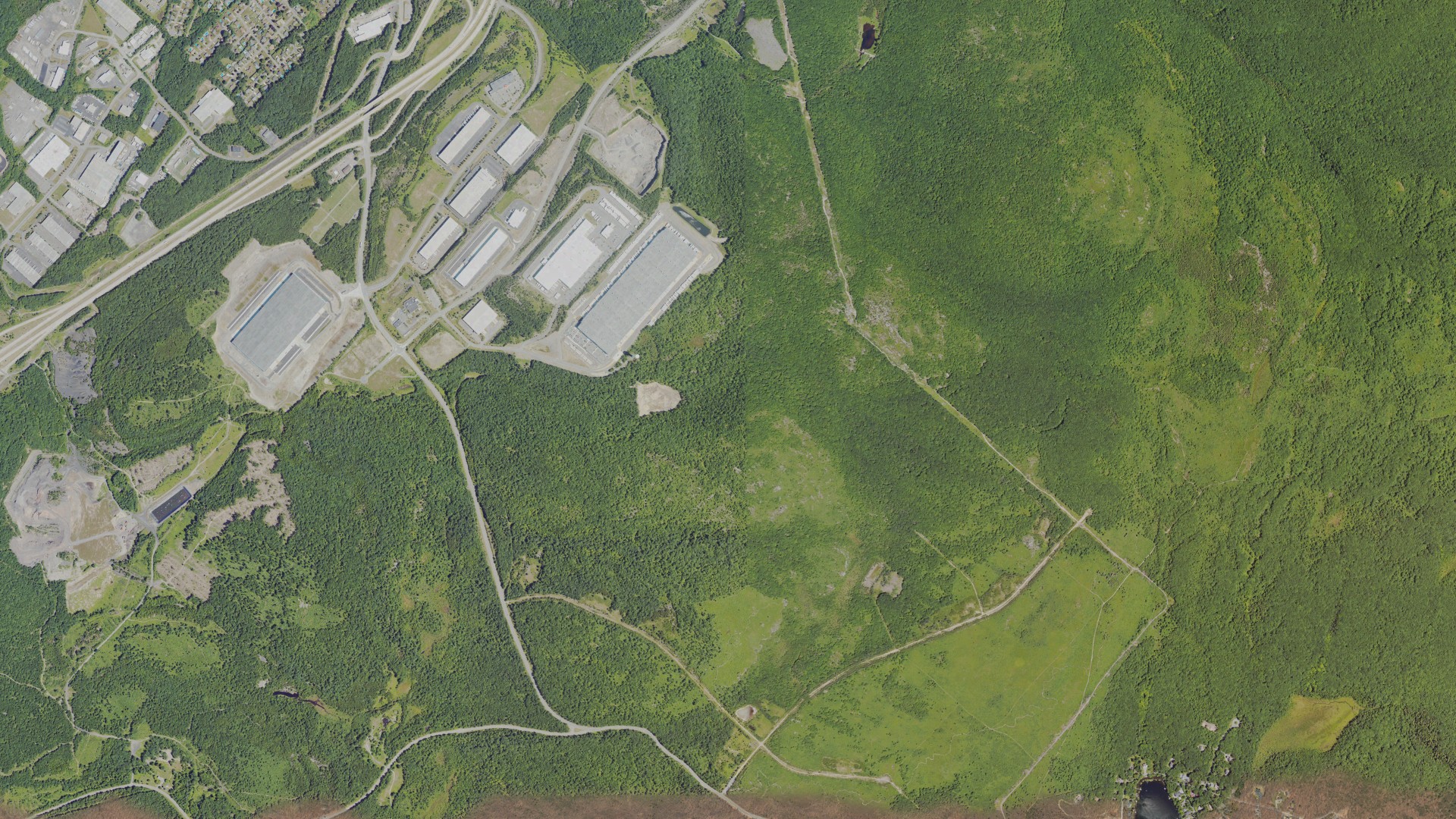 Natural-color aerial photograph of land around Jessup, Pennsylvania