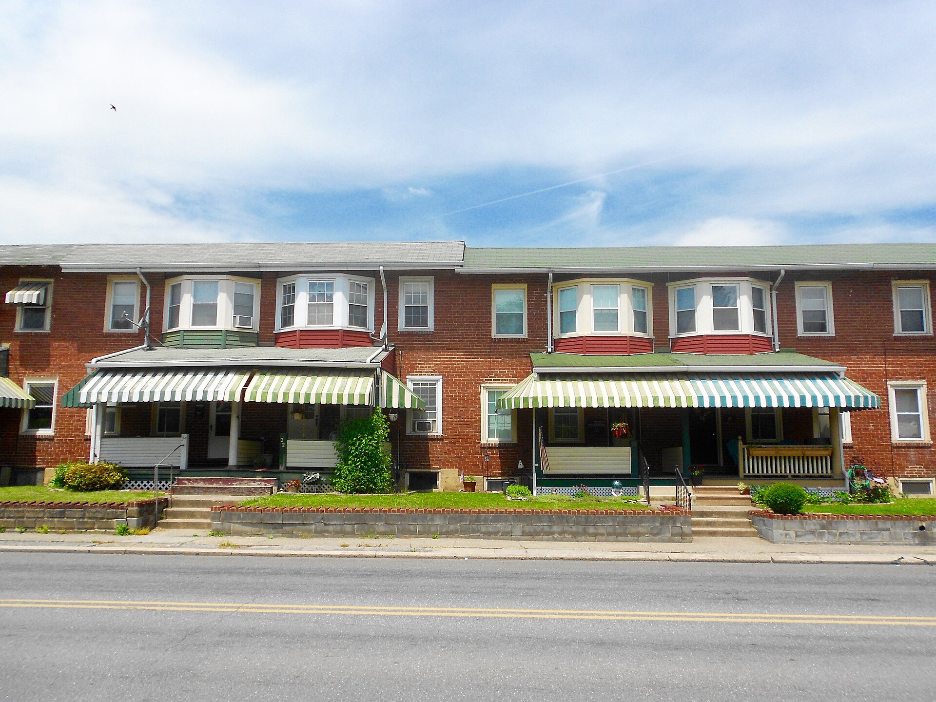 Houses or apartment buildings in Juniata Terrace, Mifflin County, Pennsylvania, near Lewistown.