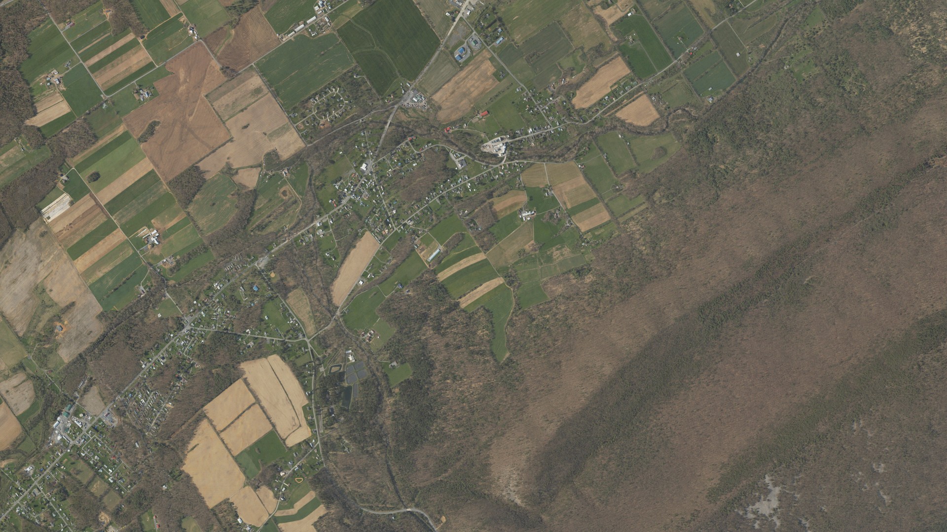 Aerial view of land around Lamar, Pennsylvania