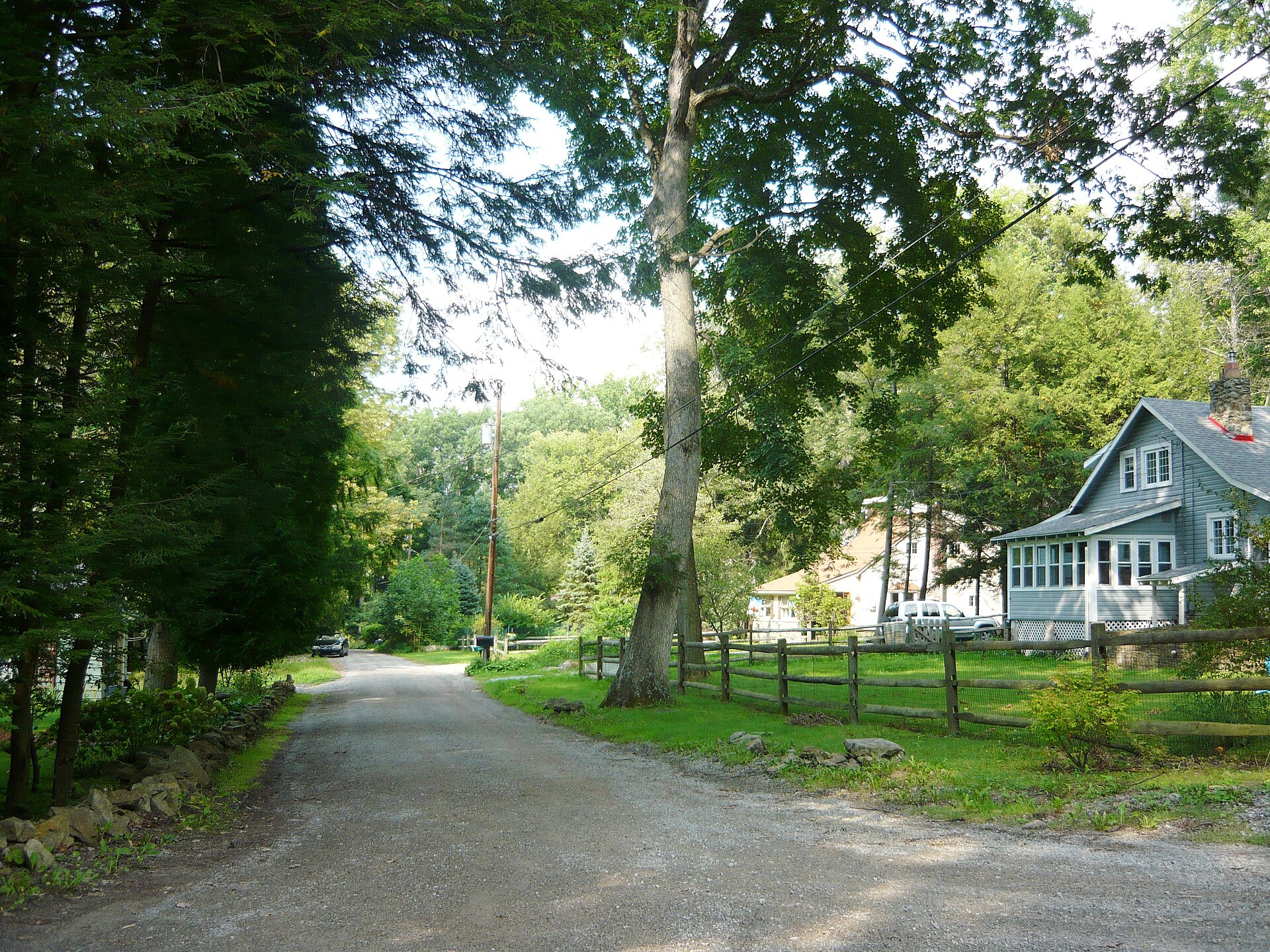 Looking north on Locust Street from White Oak Road, Borough of Laurel Mountain, Westmoreland County, Pennsylvania.