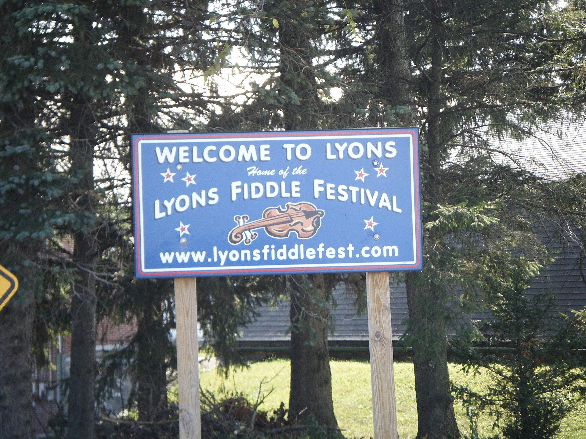 The welcome sign to Lyons, Pennsylvania on North Main Street.
