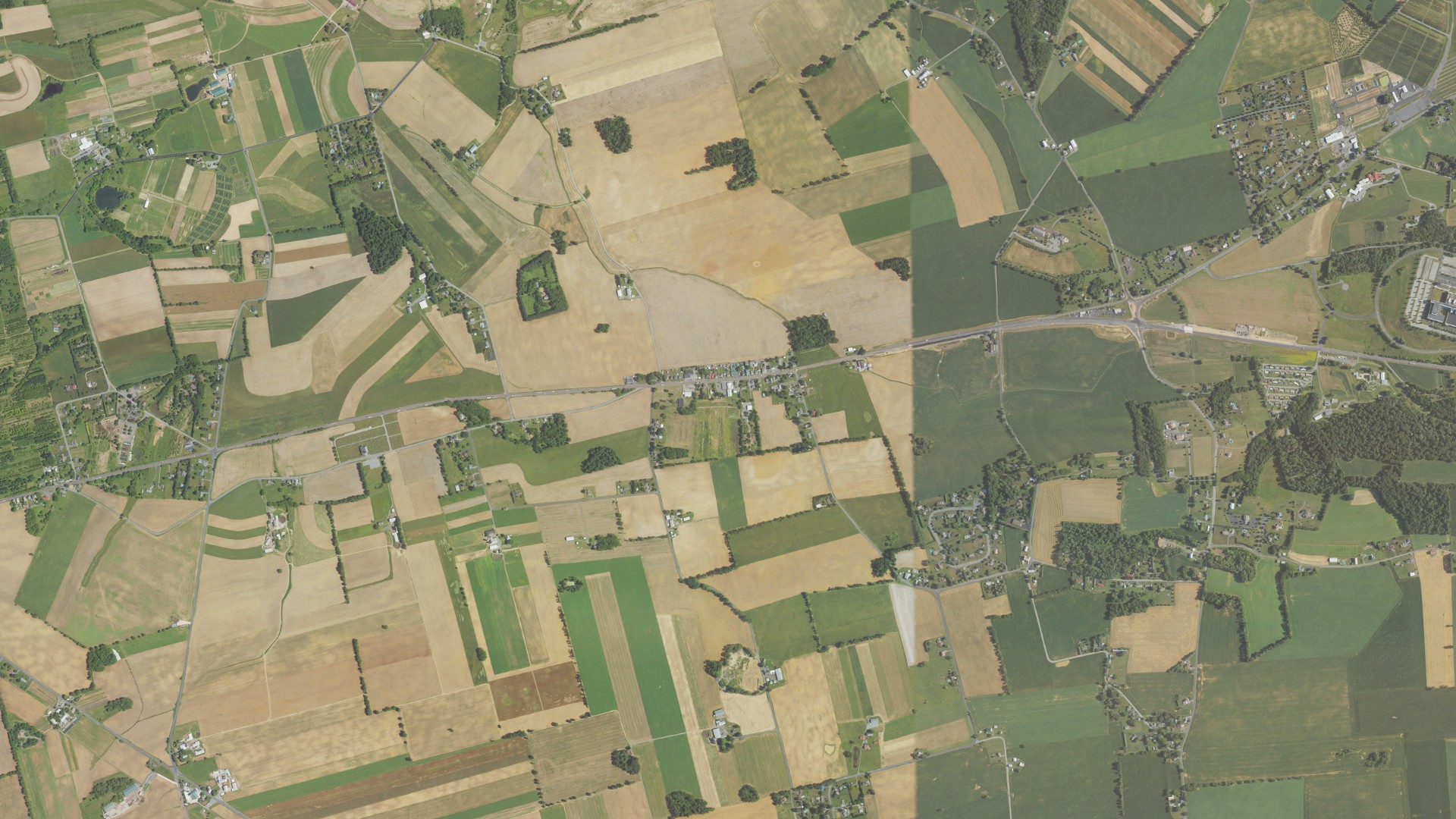 Aerial view of land around Maxatawny, Pennsylvania