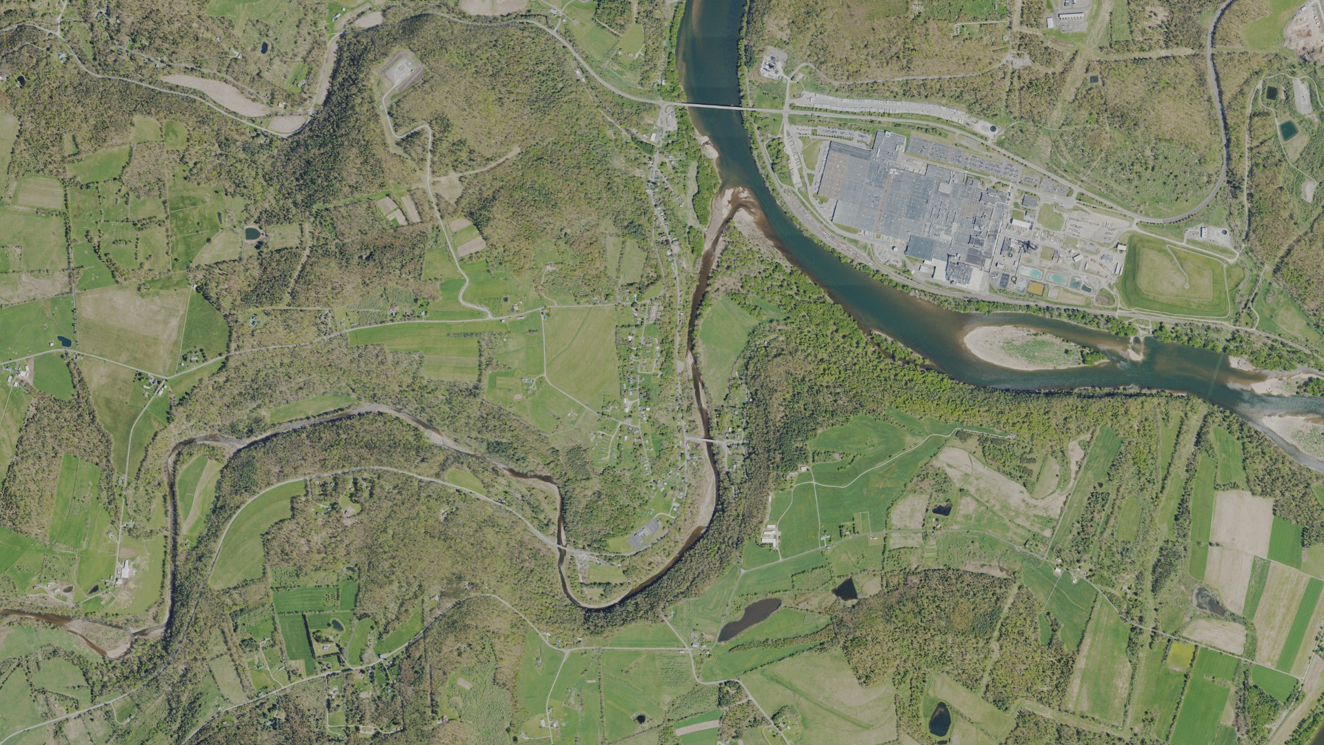 Aerial view of land around Mehoopany, Pennsylvania