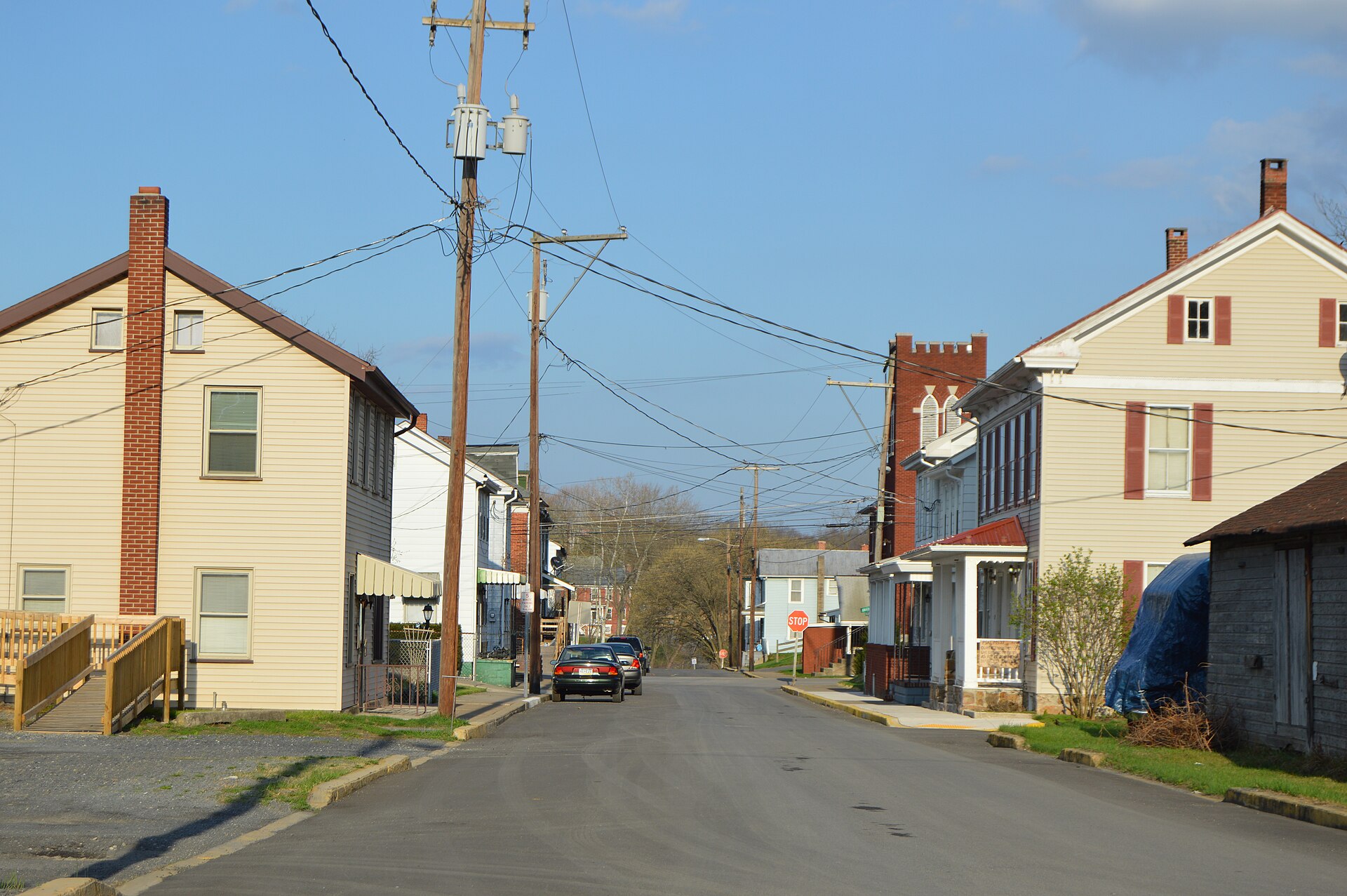 Looking east on Tuscarora Street from the Railroad Avenue intersection in Mifflin, Pennsylvania, United States.