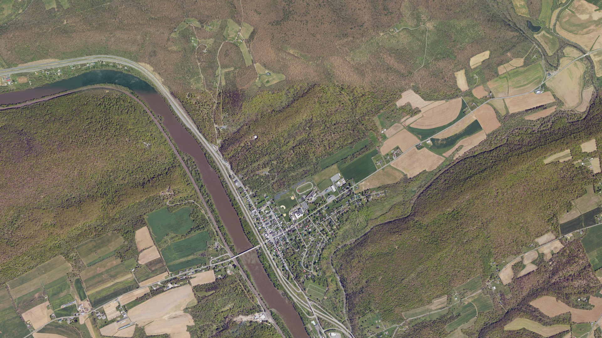 Aerial view of land around Millerstown, Pennsylvania
