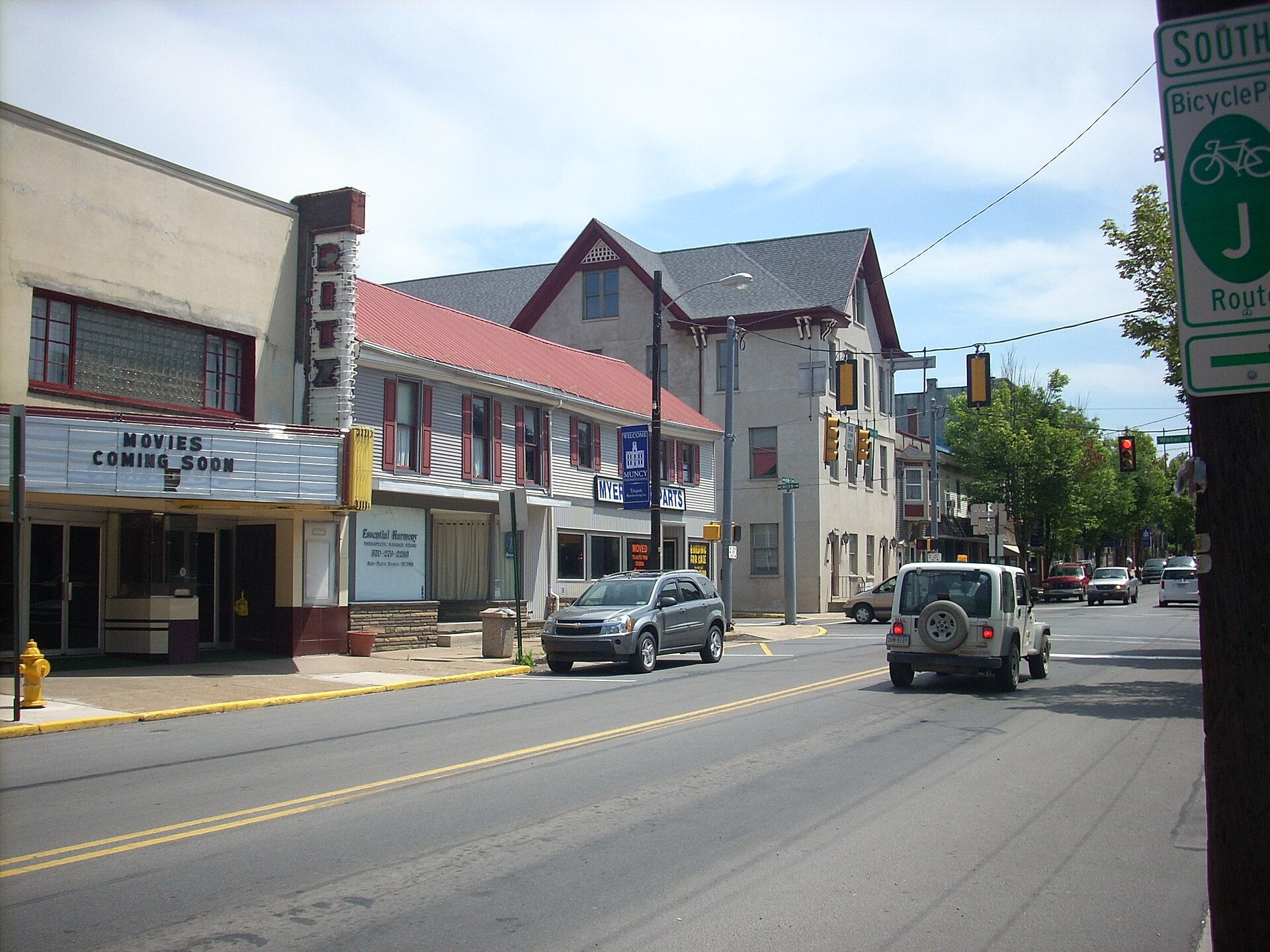 Downtown streets in Muncy, Pennsylvania